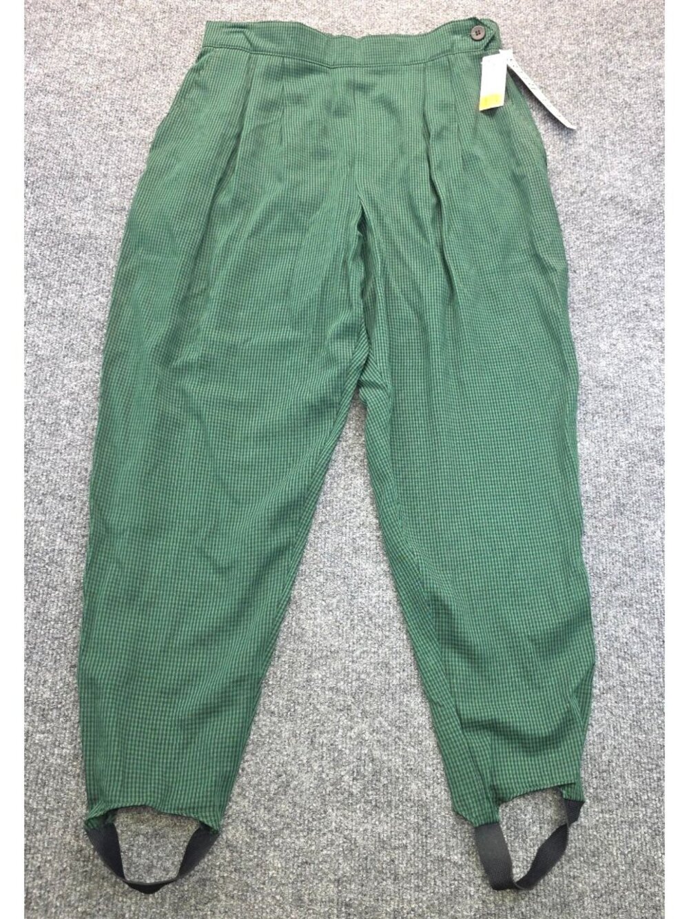 Vintage I.C. Isaacs Stretch Check Stirrup Pants 14P Green 90s Festival Country